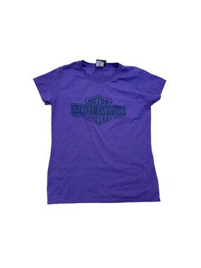 Harley-Davidson Museum Women's Short Sleeve T-Shirt M Logo Graphic Biker Purple